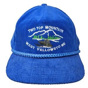 Two Top West Yellowstone Trucker Hat Blue OS Rope Sportcap Corduroy Vintage